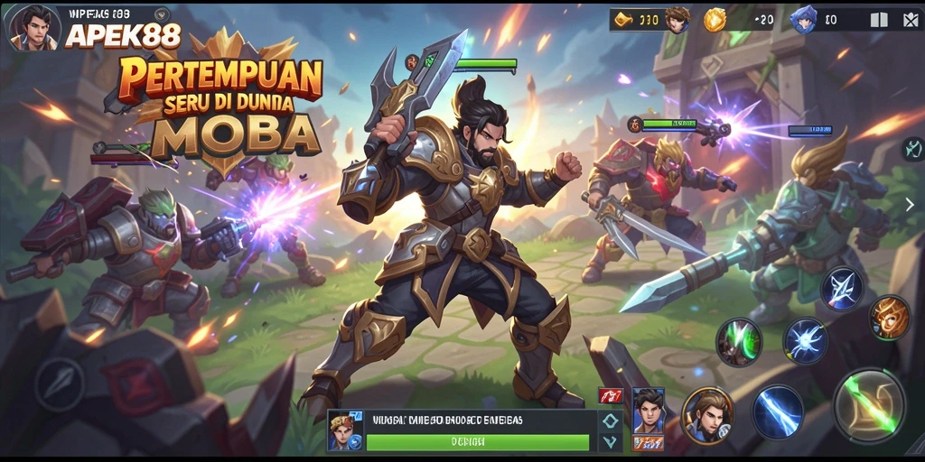 Tampilan menarik dari gameplay aksi MOBA APEK88.