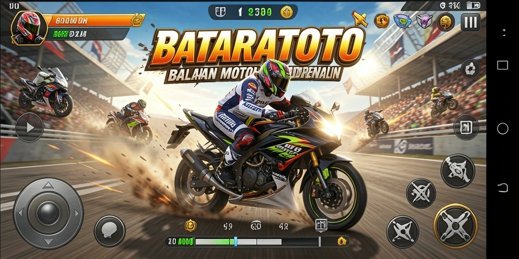Gameplay seru dan menegangkan dari BATARATOTO dalam balapan motor.