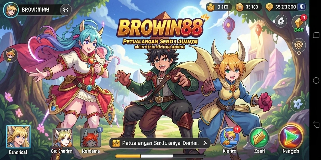 Screenshot aksi seru dalam BROWIN88 yang menunjukkan pertarungan karakter Anime.