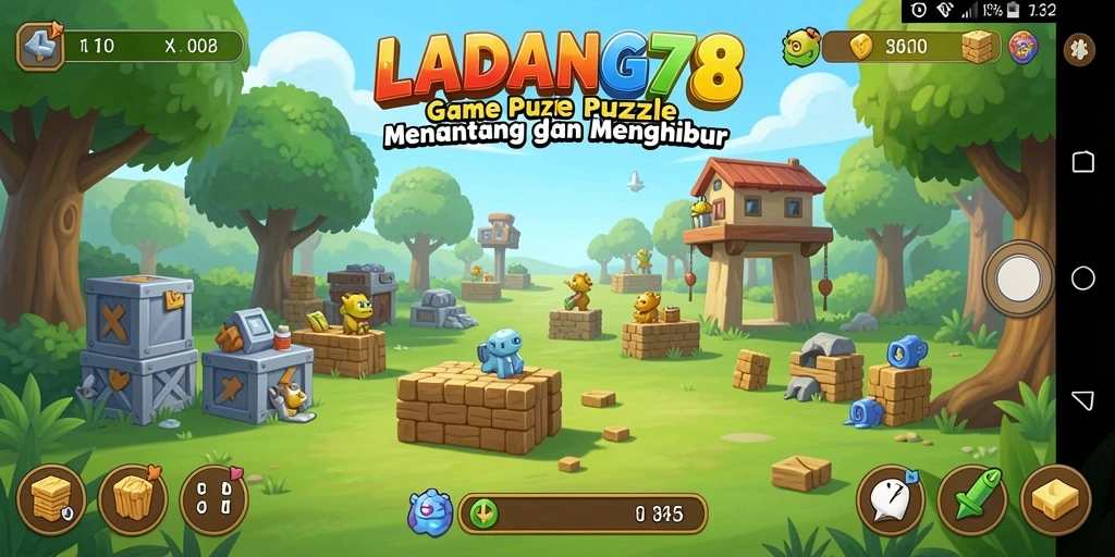 Screenshot menunjukkan gameplay menantang dari LADANG78 dengan potongan puzzle.