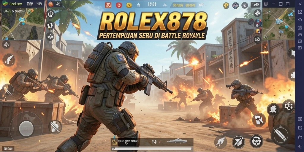 Tampilan gameplay mendebarkan dalam pertempuran Battle Royale.
