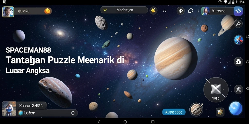 Screenshot SPACEMAN88 menampilkan gameplay puzzle yang mendebarkan.