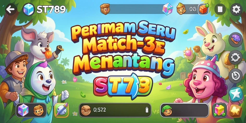 Screenshot permainan ST789 menunjukkan aksi Match-3 yang seru.
